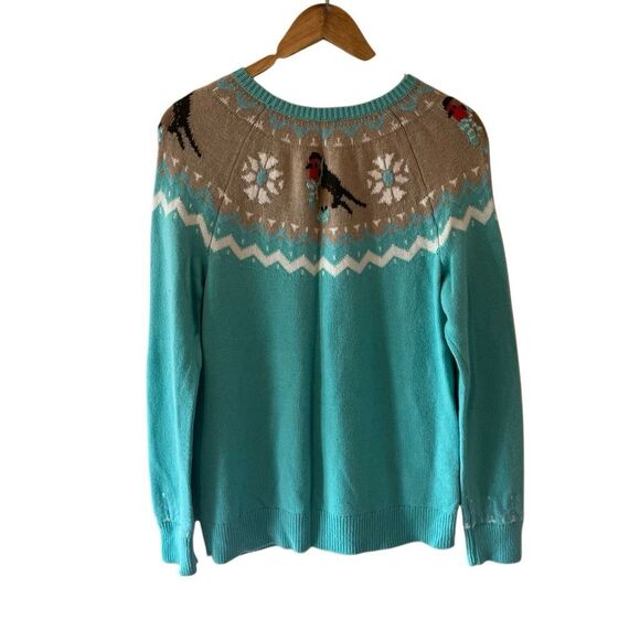 Talbots Fair Isle Bird lambswool blend Sweater Large holiday sweater Christmas s - Picture 7 of 11